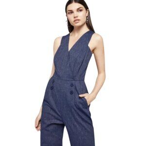 BCBG Generation Pinstripe Sleeveless Wide-Leg Jumpsuit – Size 6